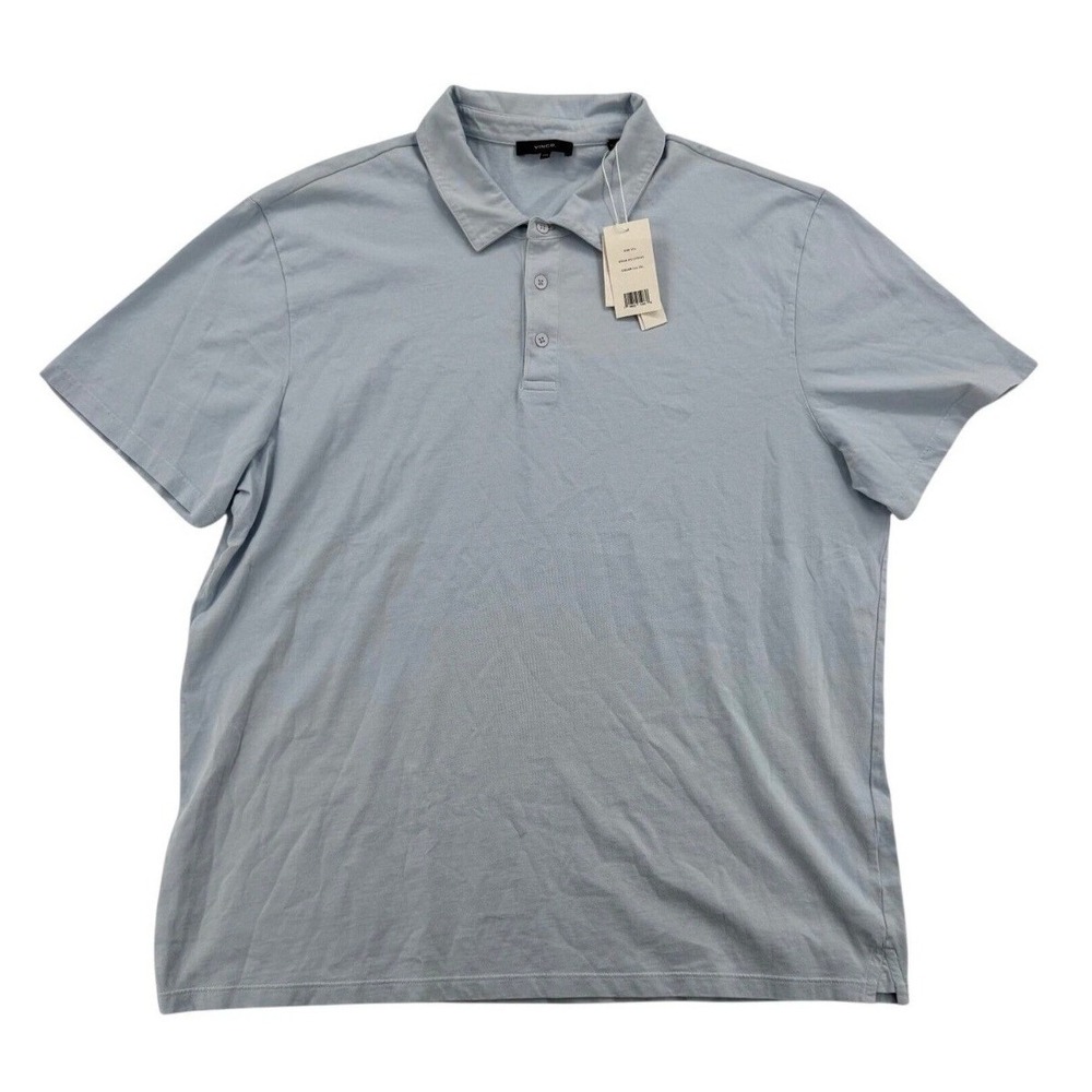 Vince Polo Shirt Mens XXL Light Blue NEW Short Sleeve Cotton MS1299445 USA